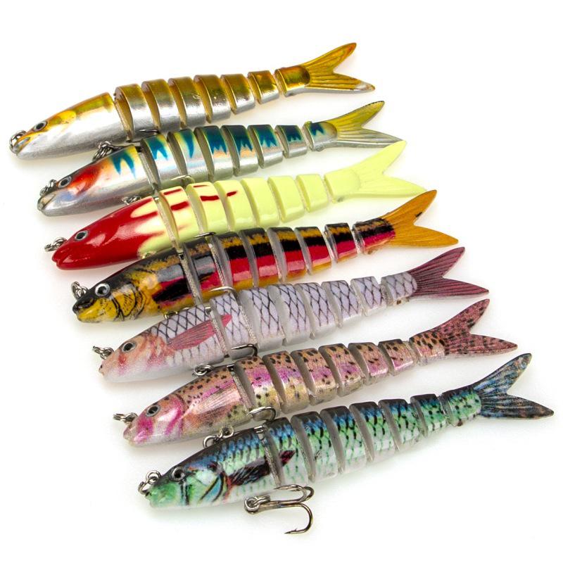 Multi-color 9cm/7g Bionic Multi-jointed Fish Lure with Rattling Beads for Sea Fishing.