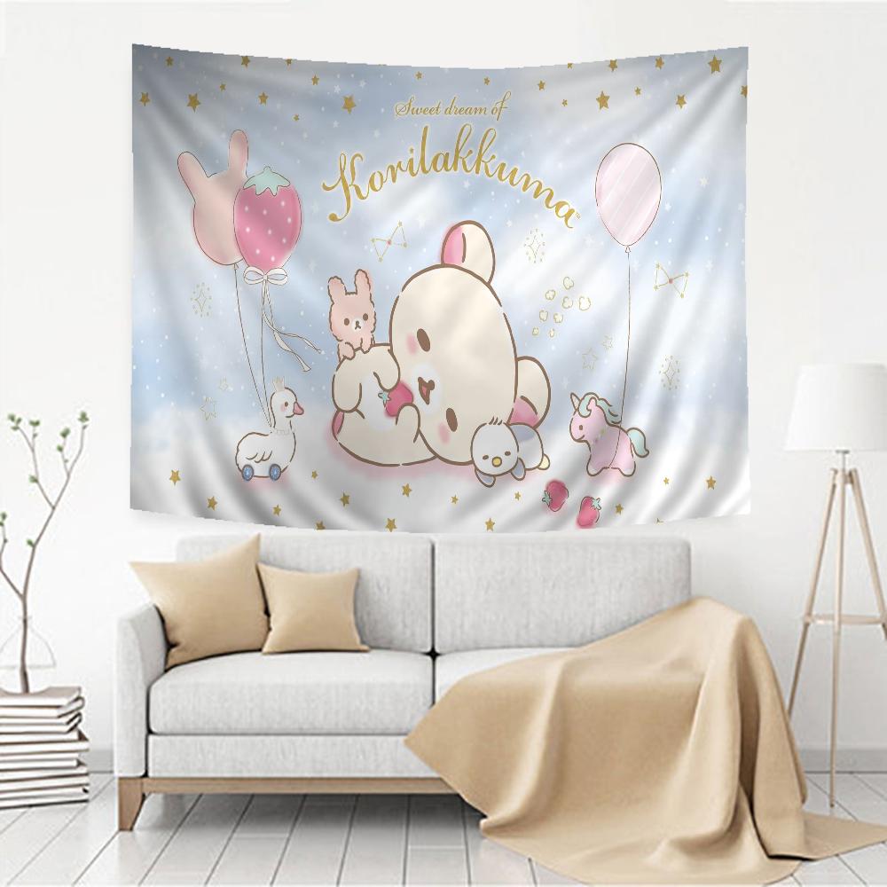 Kawaii Rilakkuma Bear Hippie Wall Hanging Tapestries for Living Room Home Dorm Decor Art Home Decor