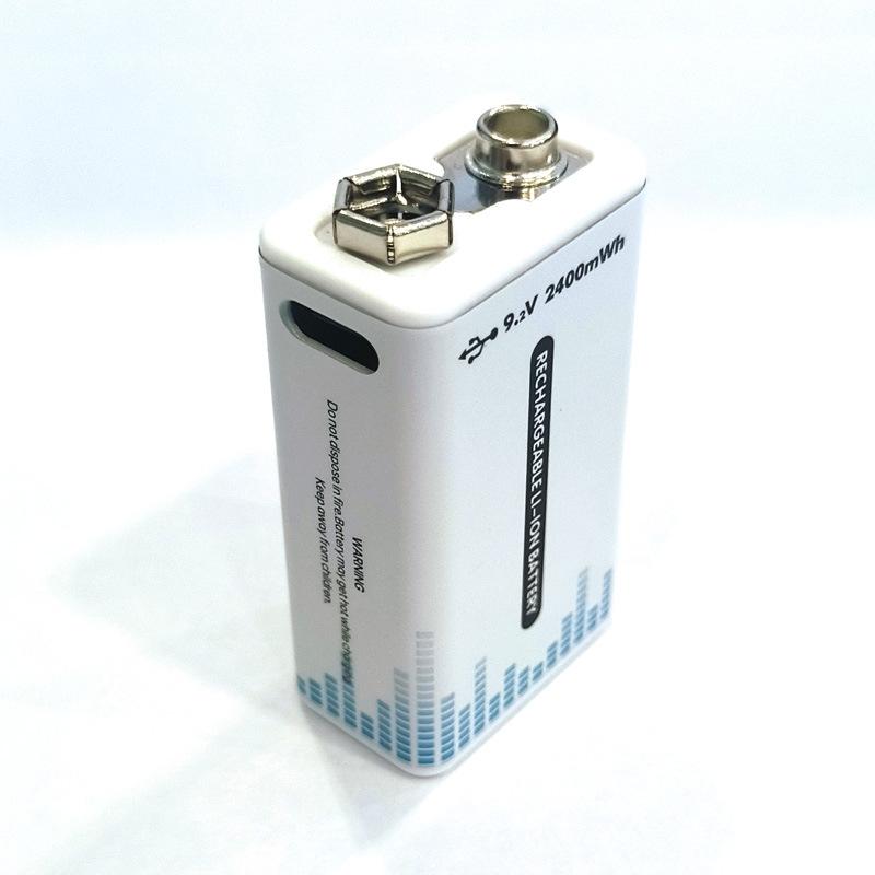 9V rechargeable lithium battery, constant voltage fast charging 2400mwh, large capacity Type-C multimeter battery