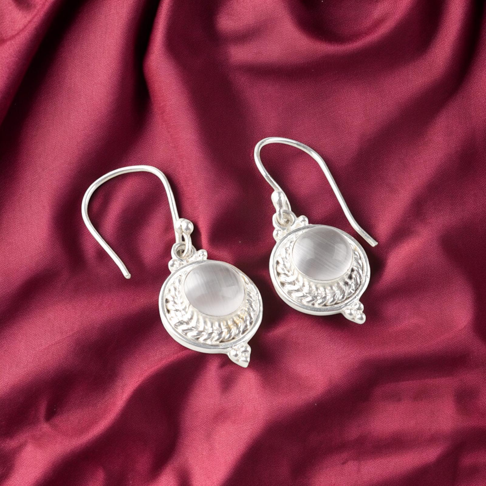 

Rare Selenite Gemstone 925 Sterling Silver Jewelry Handmade Drop Earrings 1.43 EE-117-34