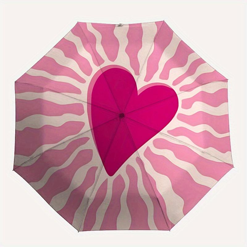 

1pc Zebra Heart Automatic Open/Close Umbrella, Portable Folding Umbrella for Travel, Themed Events, It is suitable as a gift for various festivals, Ou