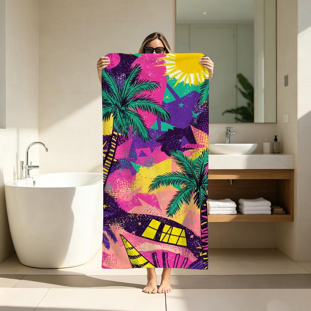 Beach Vibe Summer Coconut Tree Towel ultra-fine fiber quick drying absorbent bath towel, outdoor swimming sports towel