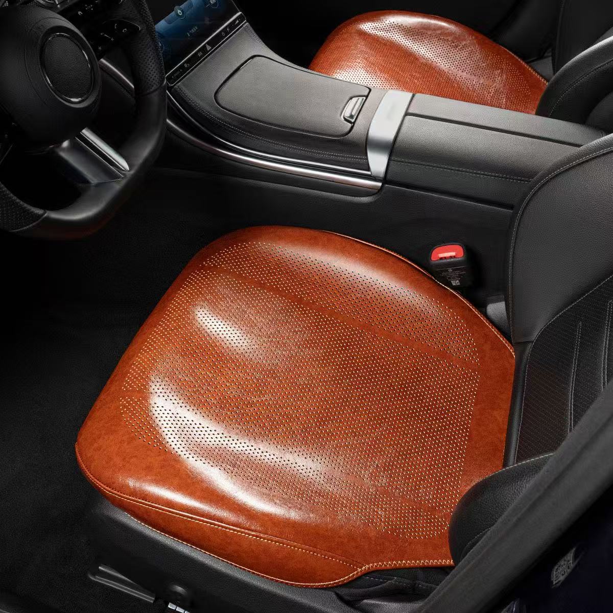 Ultra-thin Universal Car Seat Cushion Two-piece Set Summer Leather Pillow&35