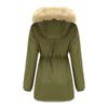 Women's Hooded Plus Velvet Corduroy Coat Ladies Winter Cotton Coat Thickened Mid-length Warm Jacket