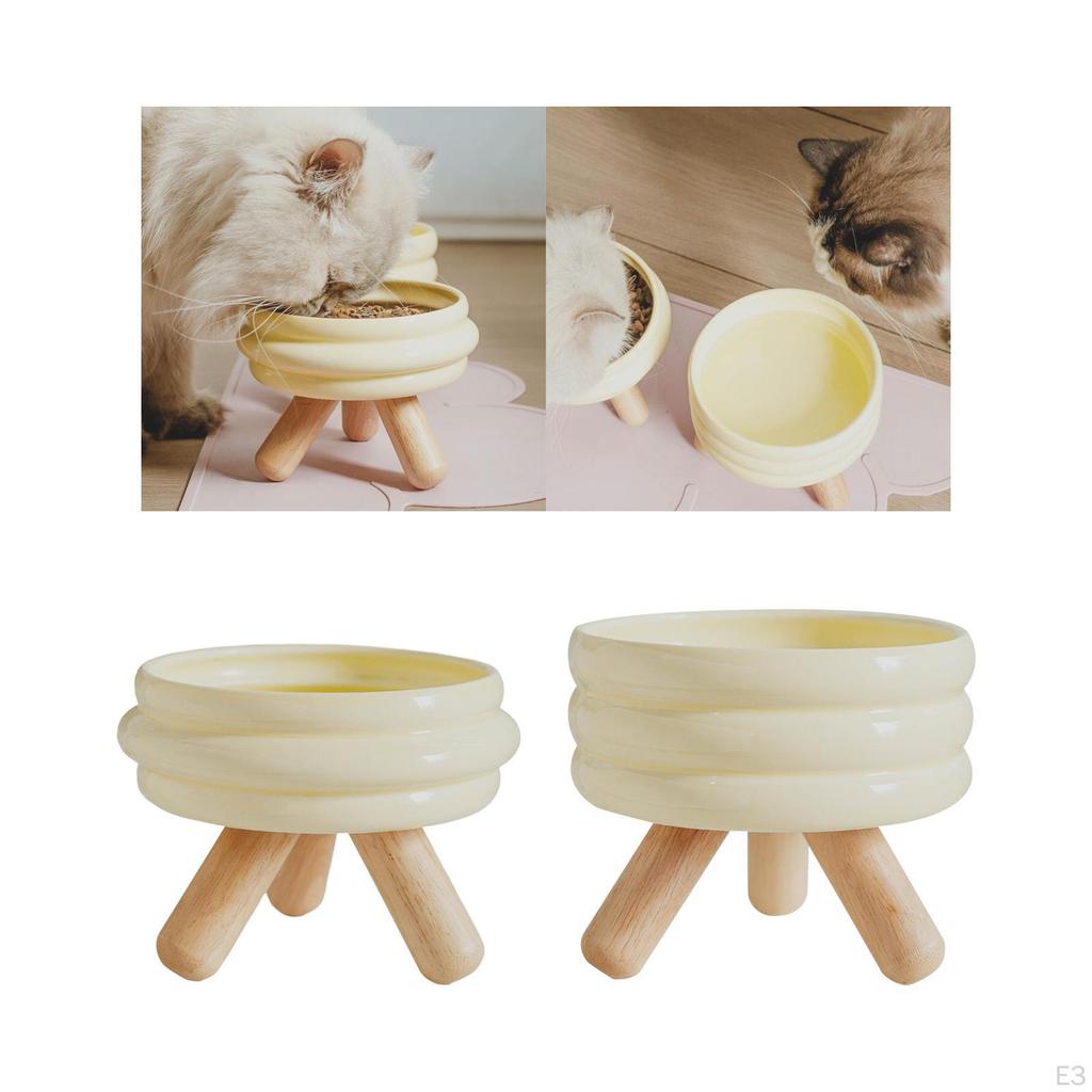 Ceramic Cat Bowl Elevated Food Protect Pet Spines Anti Slip Lightweight