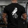 Crow Print T-Shirt for Men, Short Sleeve Crew Neck Cotton Tee for Casual Outdoor Wear