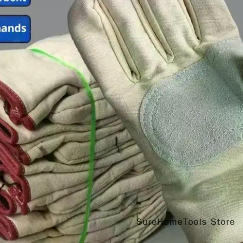 Canvas Gloves Wear-resistant Welder Maintenance Canvas Gloves Double Thickened Protective Labor Protection Gloves Canvas Gloves