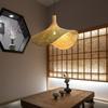 52cm Handmade Bamboo Woven Wabi-sabi Pendant Lights Hat Retro Hand-woven Rattan Chandelier Lights for Balcony Bedroom Hallway