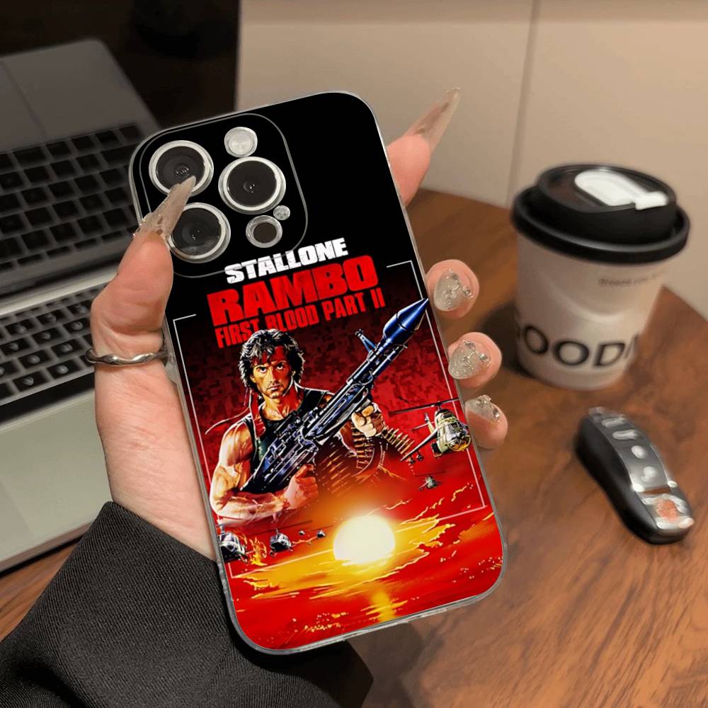 1pc Movie Rambo First Blood Transparent Phone Case For IPhone 16 15 14 13 12 11 Pro Max Plus Soft Cover