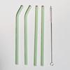 4pc Reusable Glass Straws Water Cup Straw Cup Colorful Heat Resistant Glass Straw with Cleaning Brush Drinking Milk Tea