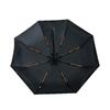 Fully Automatic Black Folding Umbrella - Three-Fold Design with Eight Ribs, Black Glue Coating for Sun and Rain Protection, Portable for Commuting.