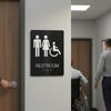 Modern Acrylic Braille Restroom Sign Wall Mounted Self Adhesive Restroom Guide Removable Rectangle Toilet Mark School