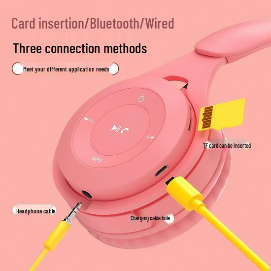 Macaron Wireless Bluetooth Over-Ear Headphones: Stereo, Long Battery, Universal, Perfect for Sports & Gaming.