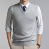 Men S Solid V Neck Knitted Sleeveless Pullover Casual Warm Vest