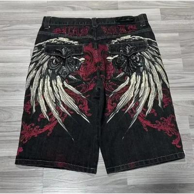 LUXEON Summer Demin Shorts Vintage Graphic Jean Shorts Youth Skater Retro Jeans Y2k Jeans Baggy Jorts Korean Female Americana