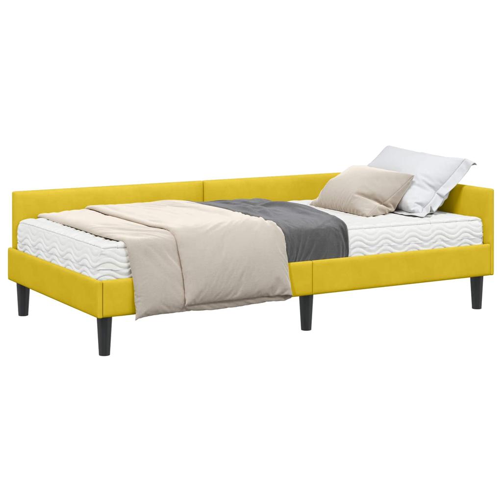 Corner Bed Frame with Mattress Miscellaneous 2 Pcs Yellow Velvet