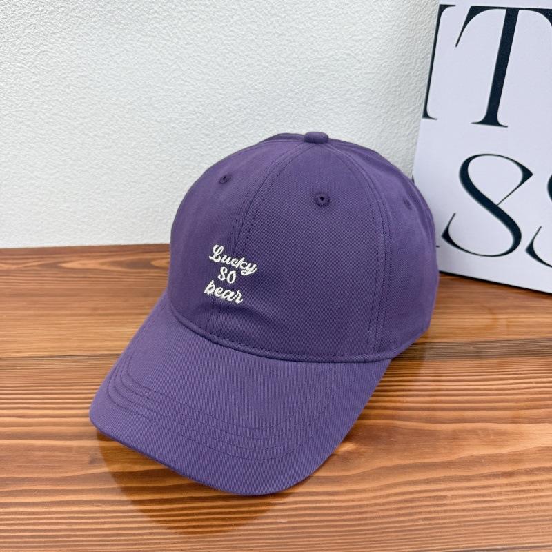 Letter Embroidered Baseball Cap Women's Face Showing Small and Versatile Sun Protection Baseball Cap Big Head Circumference Soft Top Hat Trendy