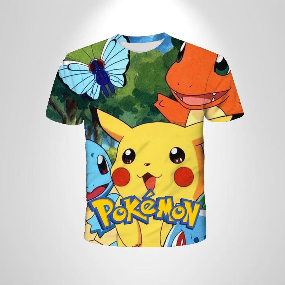 

Children s 3D clothing anime Pikachu T-shirt Pokémon boys short-sleeve top 100