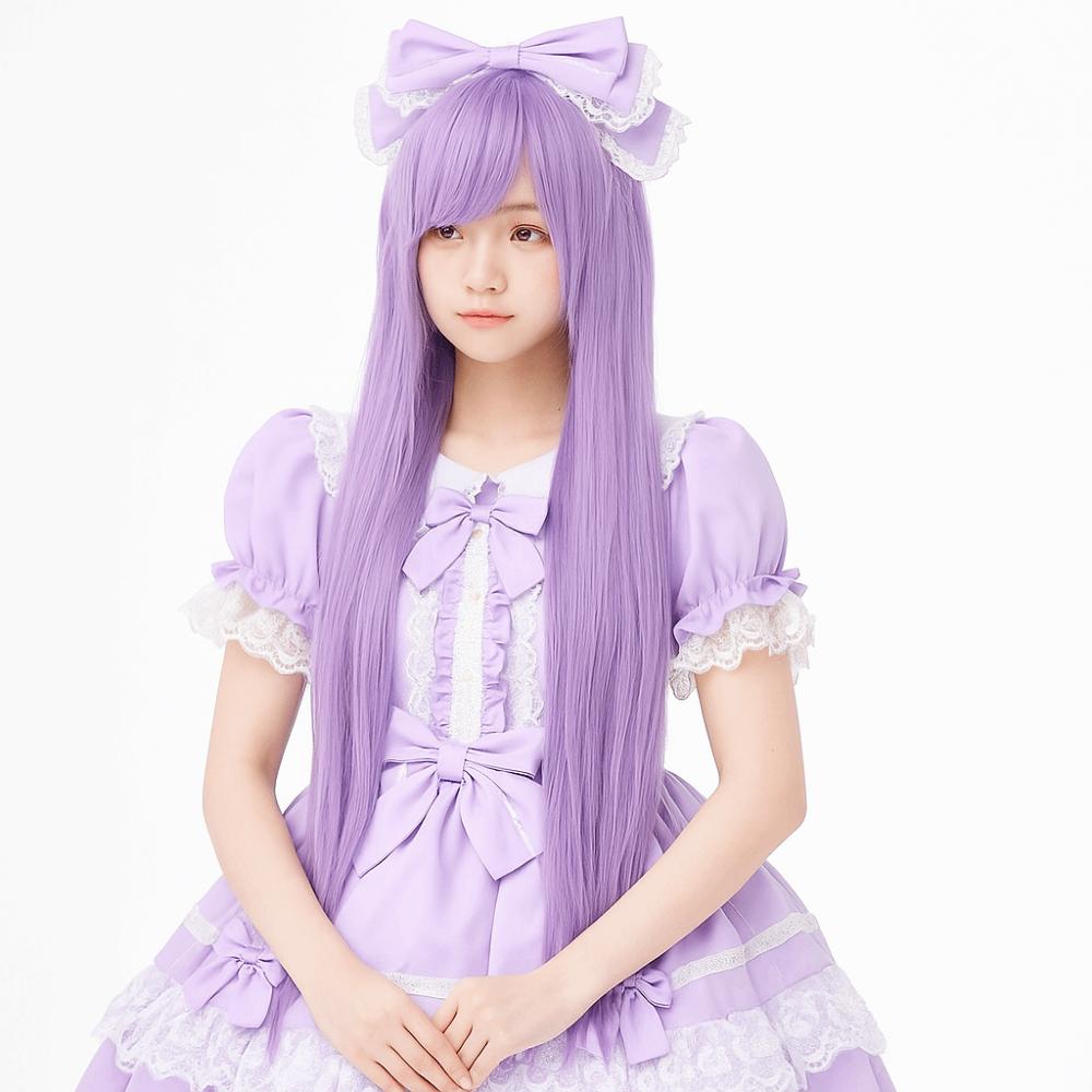 Heat Resistance Long Synthetic Hair 80cm Anime Straight Hairpiece Halloween Cosplay Wigs  Costume