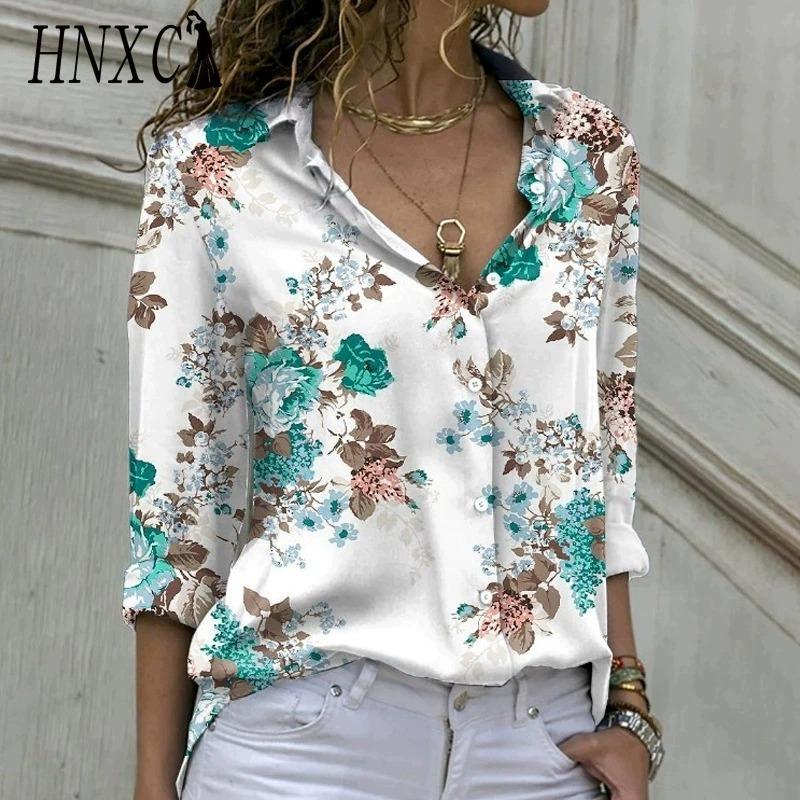 HNXC 38 Color Women's Fashion Casual Long Sleeve POLO Neck Blouses & Shirts