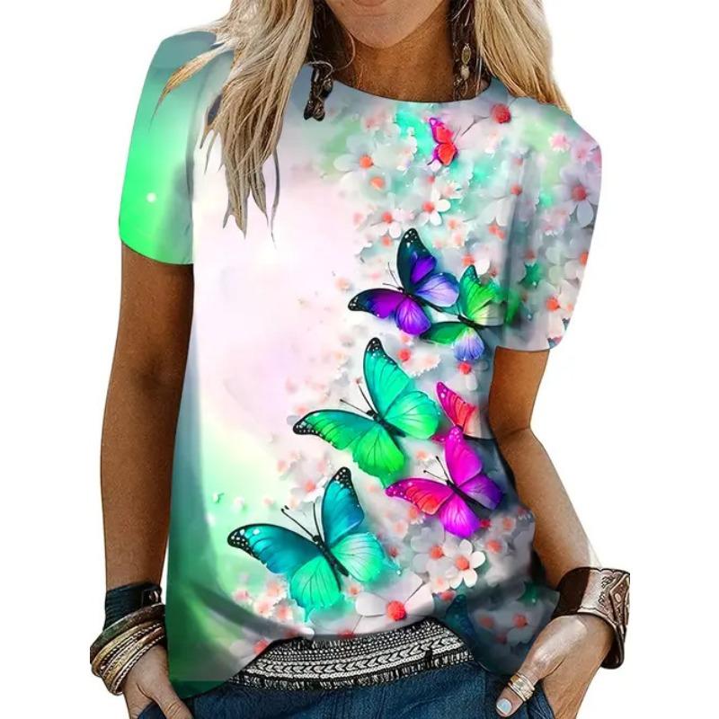 Short Sleeves Floral Pattern Women Street T-Shirts Summer 3D Flower Printing Lades Casual T Shirt 6XL Plus Size O-Neck Tops