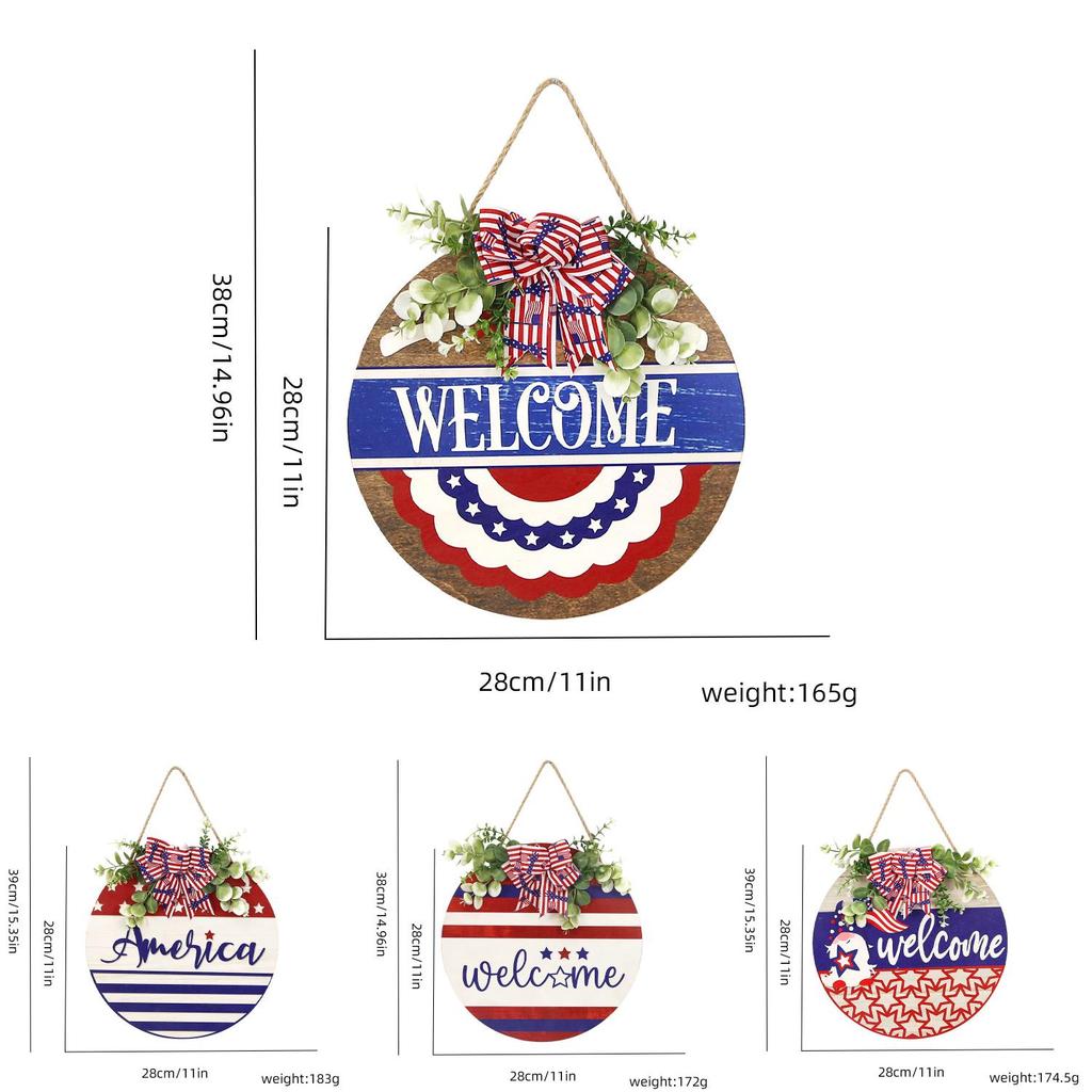 New American Independence Day Wooden Sign Home Decor With Light Star Design