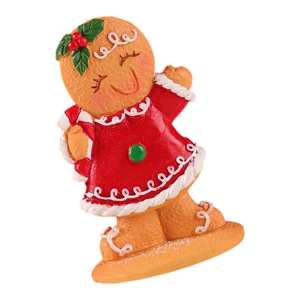 Gingerbread Man Resin Ornament Christmas Figurine Decoration For Tabletop Shelf Display Holiday Party Centerpieces
