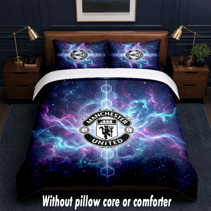 Manchester United Diseño Juego de Cama Ropa de Cama 1 Funda Nórdica + 2 Fundas de Almohada Suave Transpirable Ropa de Cama para el Hogar