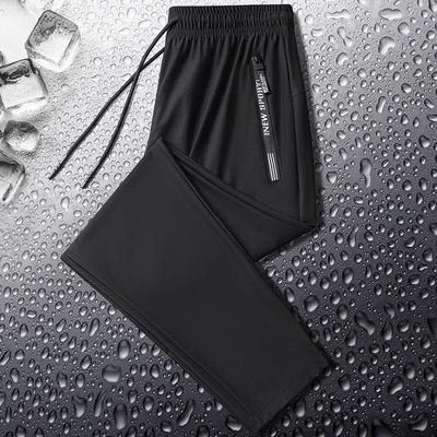 Pantalones de Seda de Hielo para Hombre 2026 Verano Finos de Secado Rápido Transpirables Deportivos Casuales Tallas Grandes para Gordos Pantalones de Aire Acondicionado