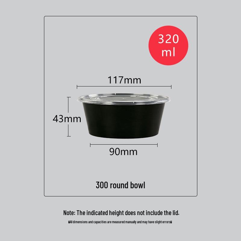 Leak-Proof Disposable Black Soup Bowl with Lid - Thickened Round Takeaway Container