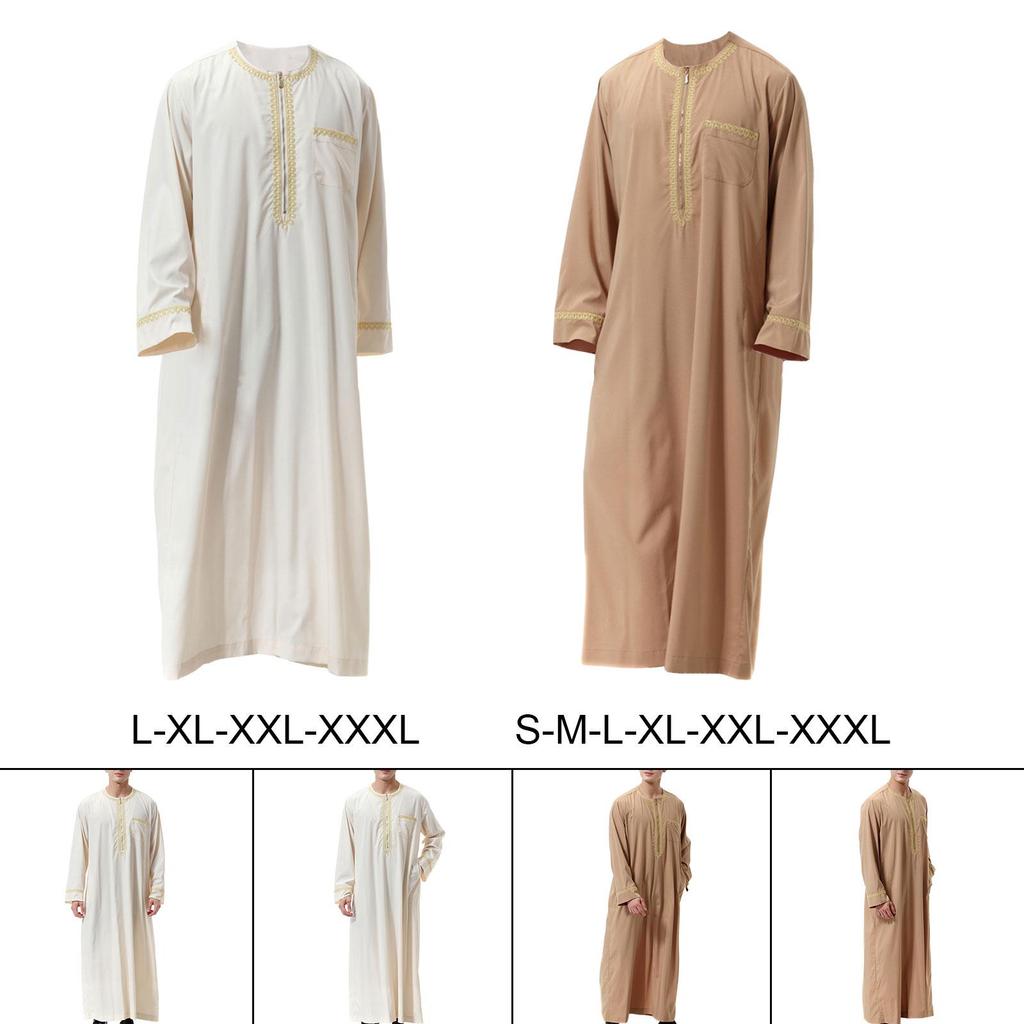 Langes Gewand Herren Kaftan Herrenkleidung Abaya Strapazierfähig Lässiges Hemdkleid Roben Naher Osten