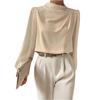 Women's Color Satin Elegant Long Sleeve Blouse