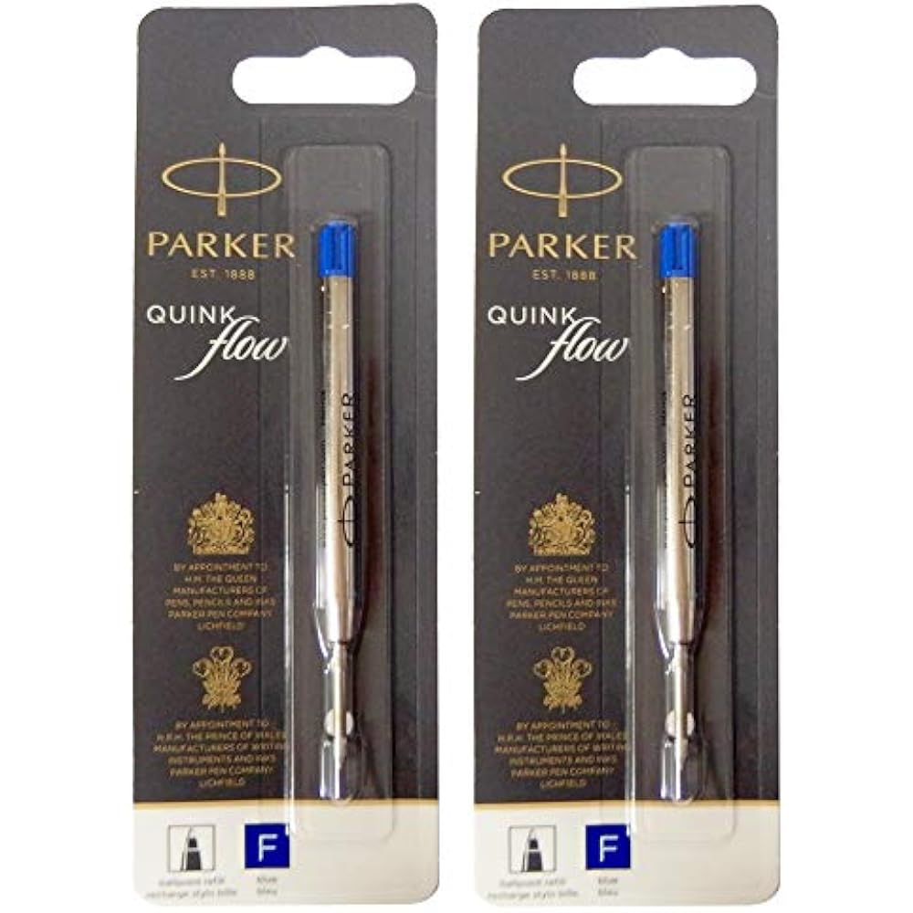 Parker PARKER S0909420 Ballpoint Pen Refill Quink Flow Refill Blue F, Fine, 0.8 mm, Set of 2, 195...