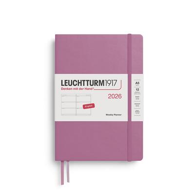 Leuchtturm 2026 Planner, January Start, A5 Weekly Horizontal, Dusty Rose, 372707, Officially Imported