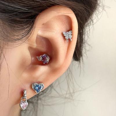 Niche Sweet Cool Hypoallergenic Ear Bone Studs Zirconia Inlaid Light Luxury Style Pierced Design Affordable Dainty Women's Daily Earrings