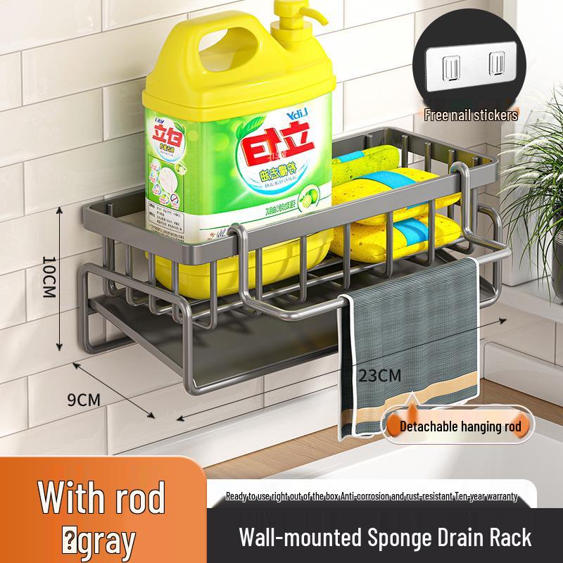 Multifunctional Wall-Mounted Kitchen Drainer Rack – New Style, Multi-Layer Carbon Steel Dishcloth Storage