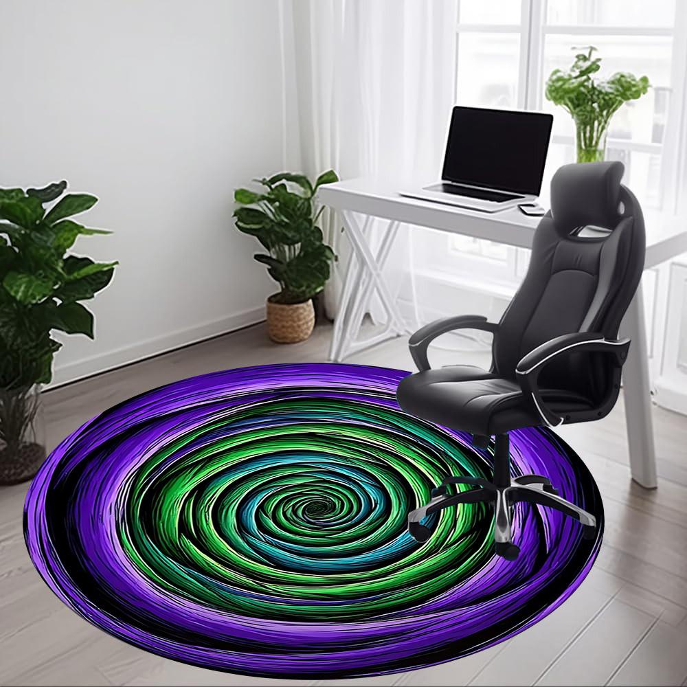 1pc Spiral Pattern Chair Carpet for Office Non Slip, Machine Washable Rug for Office, Room Holiday Decor for Christmas, Birthday Polyester