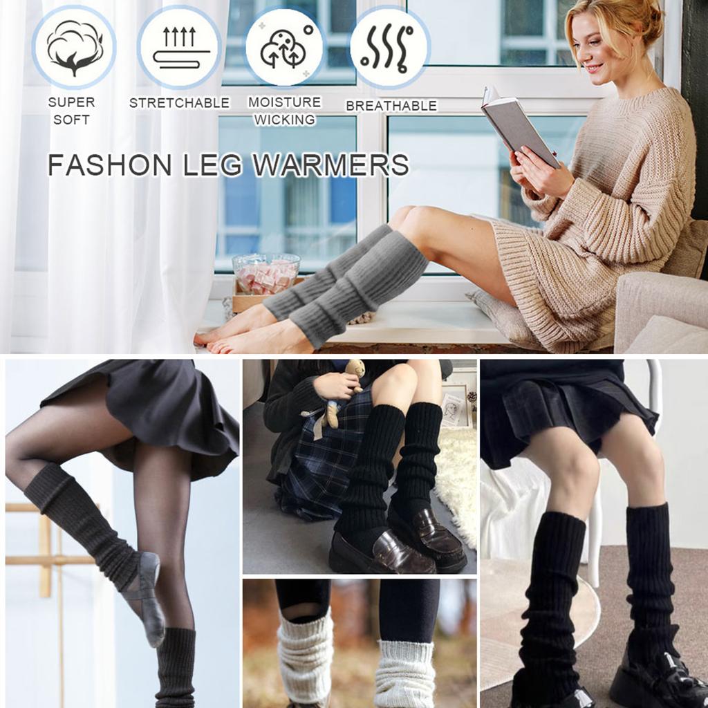Women Ribbed Knit Leg Warmers, Slouchy Knee High Boot Cuffs, Stretch Knitted Leg Covers for Yoga Ballet Dance Fitness Autumn Winter