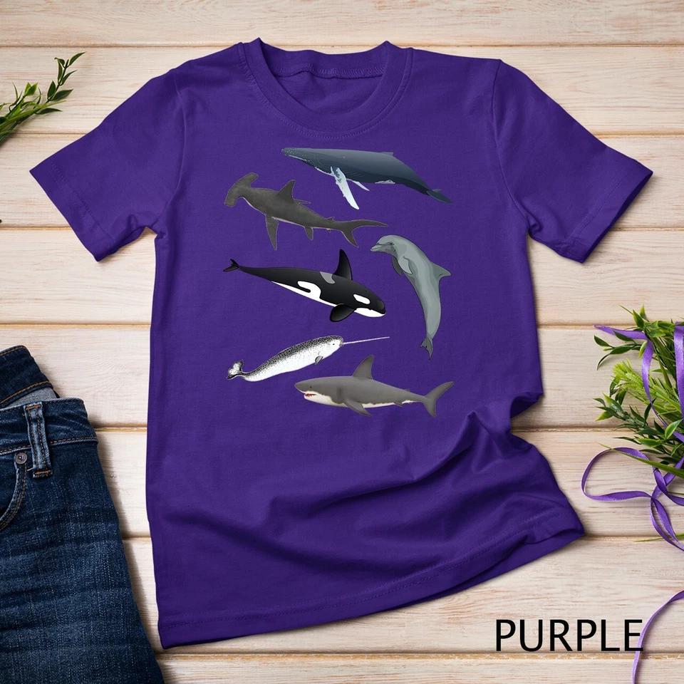Orca Whale Shark Narwhal Dolphin Sea Creatures Unisex T-shirt 7 2XL