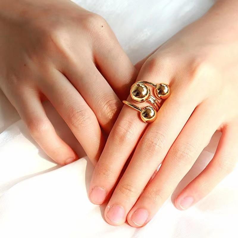 Korean Version Of Fashion Metal Ball Multi-Ring Adjustable Opening Ring, Ring