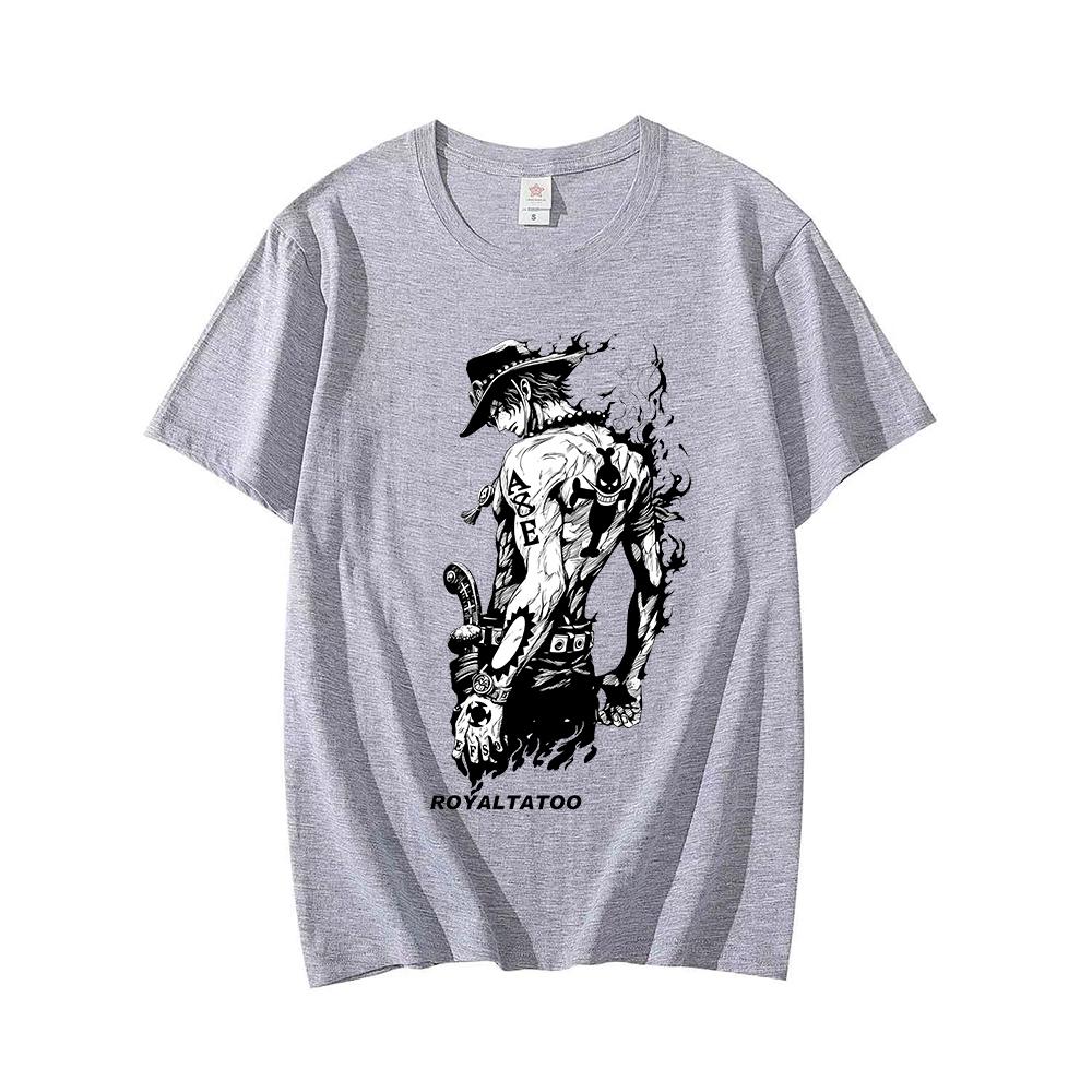 2026 Hot Sale One Piece Portgas D Ace Graphic T Shirt Anime Pirate Portrait Print Unisex Cotton Crew Neck Short Sleeve Manga Fan Street Tee Top