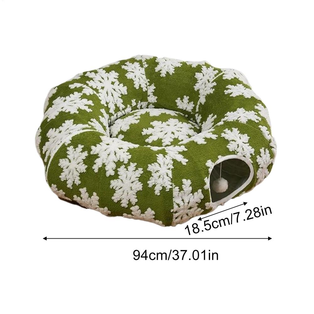 

Christmas Cat Bed With Tunnel Kitten Donut Nest Soft Kitten Donut Tunnel For Living Room Balcony Enrichment Home Bedroom