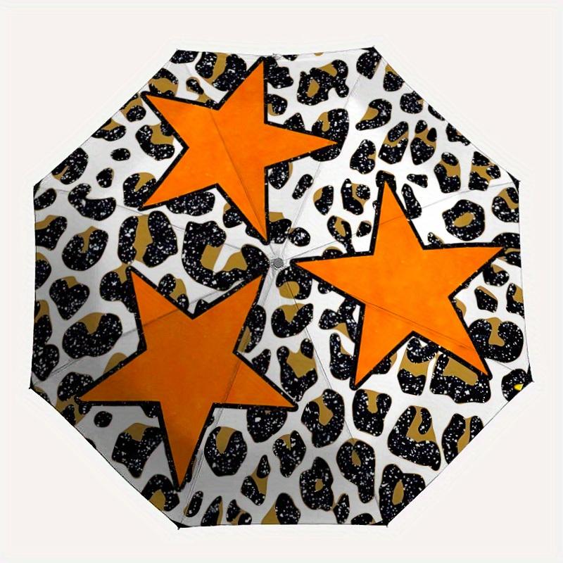 

1pc Leopard Print Folding Umbrella With Excellent UV Protection, 8 Ribs Casual Durable Lightweight Portable Travelling Umbrella For Men & Wo