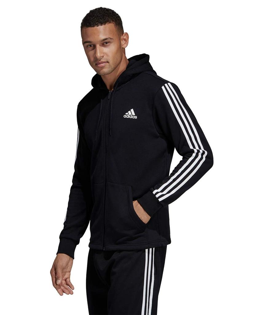 Adidas MUSTHAVES Sweatshirt Training Größe Größe Herren 3-Streifen Full-Zip (Fleece-Futter) Tragen, FSD66, Schwarz/Weiß (DT9896), J/L (Japan L)