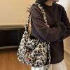 Leopard Print Fur Bag Women's Shoulder Crossbody Bag Vintage Tote Bag