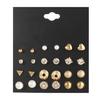 12 Pair/Set Imitation Pearl Heart Love Crown Triangle Stud Earring Lady Jewelry