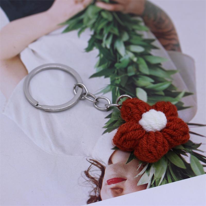 Creative Handmade Knitted Sunflower Keychain Keyring For Women Girl Cute Crocheted Flower Pendant Car Key Ring Handbag Gifts New