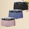 FINETOO 3Pcs/Set Mid-Waist Underpants Lace Boxer Briefs For Women Sexy Transparent Underwears Comfortable Soft Panties S-XL Size