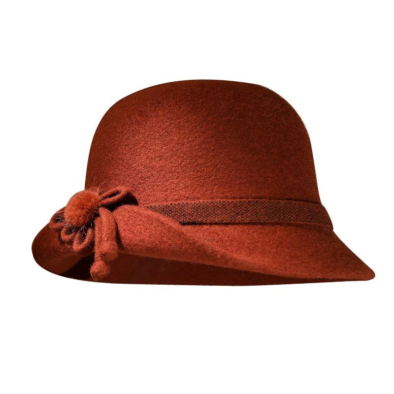 Autumn and Winter Fashion Versatile Hat Women's British Retro Woolen Hat Top Hat High-end Simple Women's Basin Hat
