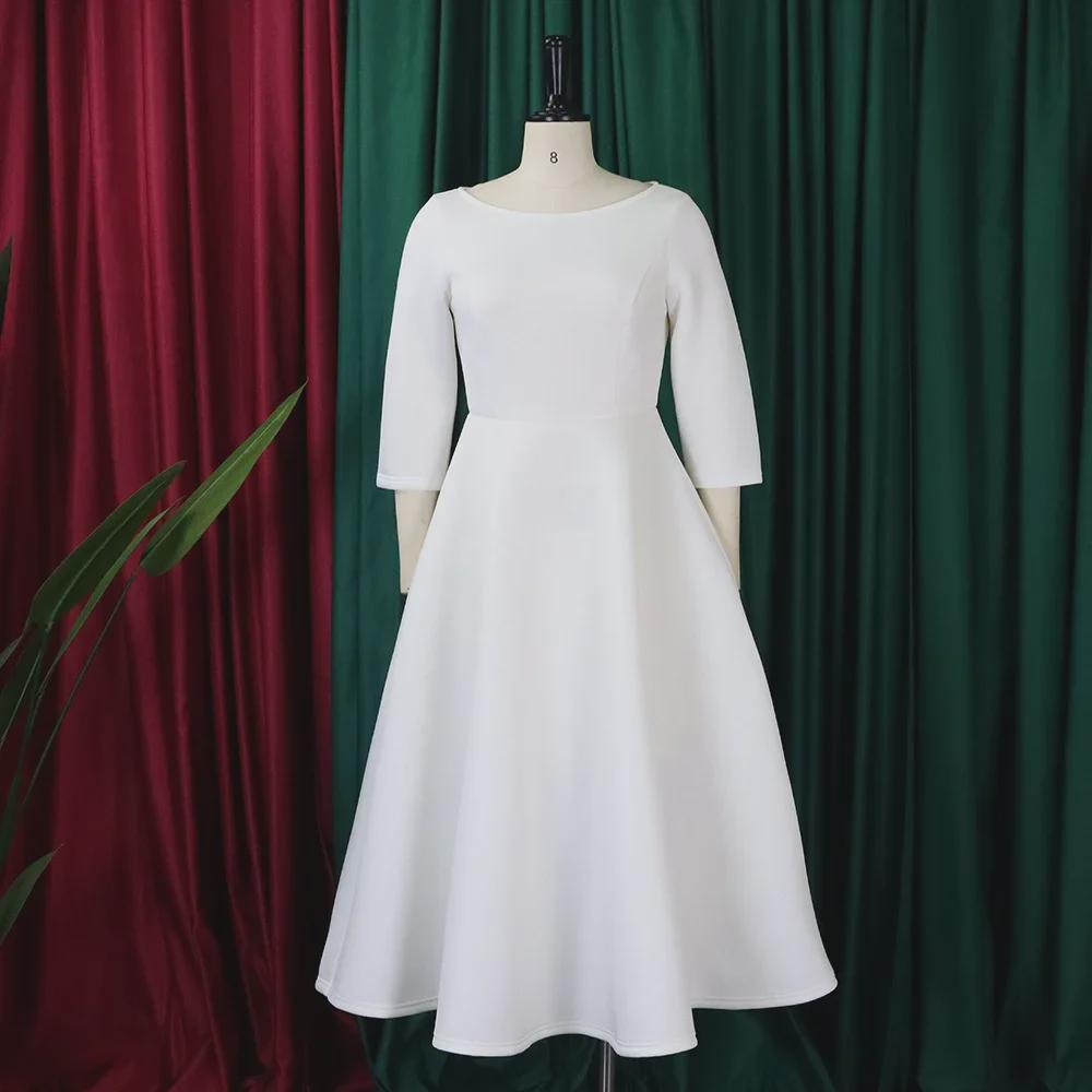 European and American Women's Solid Color Evening Dress - Elegant Big Swing Skirt